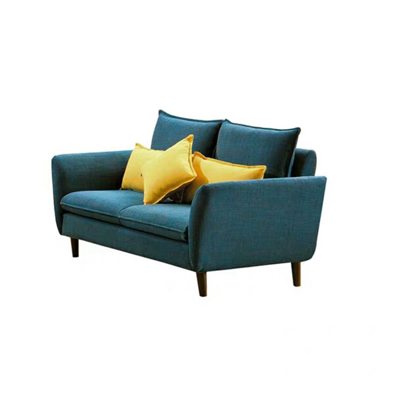 Standard Flared Arm Sofa Fabric Slipcovered Sofa with Wood Accent