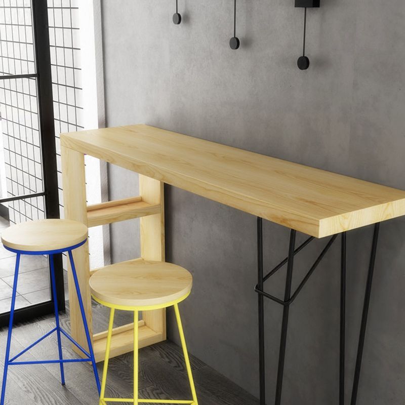Industrial Rectangle Bistro Bar Desk Pine Solid Wood Bar Dining Table Clearhalo 'Bar Furniture' 'Bar Tables' 'bar_tables' 'furn' 'furn_bar_tables' 'Furniture' 'Kitchen & Dining Furniture' 1200x1200_aacaedb0-4399-41c4-8bbf-0ed77c2766f3