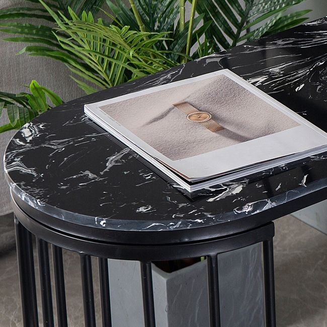 Marble Bistro Bar Desk with Specialty Table Top Double Pedestal Table - 41.3" H Clearhalo 'Bar Furniture' 'Bar Tables' 'bar_tables' 'furn' 'furn_bar_tables' 'Furniture' 'furniture_bar_tables' 'Kitchen & Dining Furniture' 1200x1200_aacd0173-1c9c-4144-878f-84bce028c369