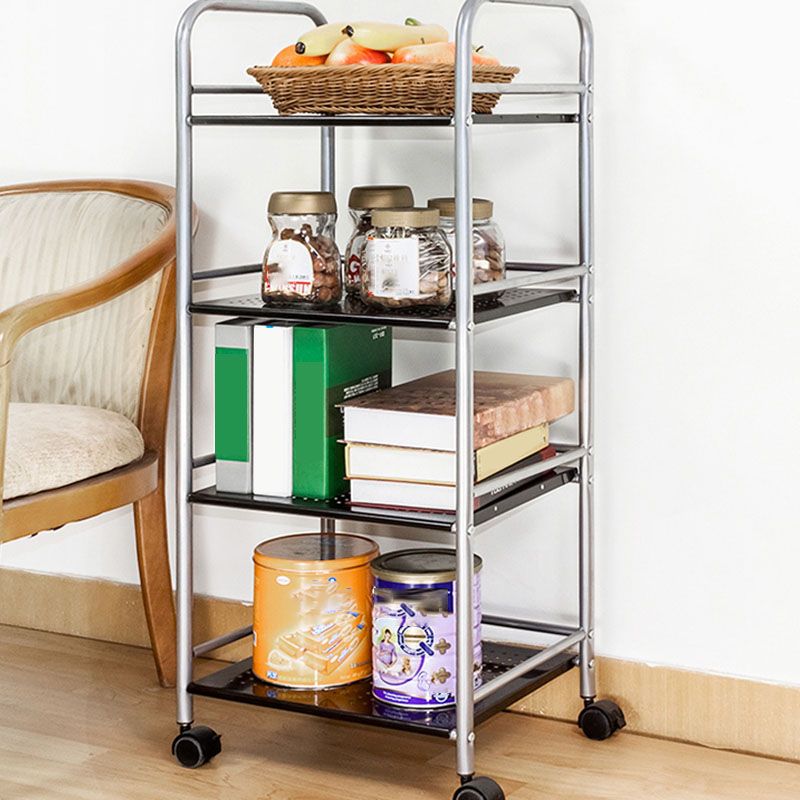 Open Shelves Kitchen Trolley Home Dining Modern Prep Table with Casters Clearhalo 'furn' 'furn_kitchen_islands_carts' 'Furniture' 'Kitchen & Dining Furniture' 'Kitchen Islands & Carts' 'kitchen_islands_carts' 1200x1200_aacda464-421b-4e3f-9fbb-cd8534234c72