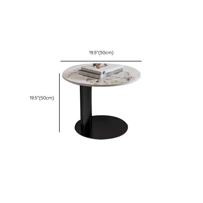 Contemporary Round Coffee or End Table Iron and Stone Coffee Table in Black and White Clearhalo 'Coffee & Accent Tables' 'Coffee Tables' 'coffee_tables' 'furn' 'furn_coffee_tables' 'Furniture' 'Living Room Furniture' 1200x1200_aace58b4-3704-4d10-ab08-76601a39fe81