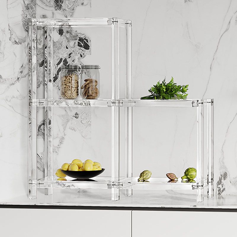 Libreria di libreria standard aperta contemporanea con scaffali