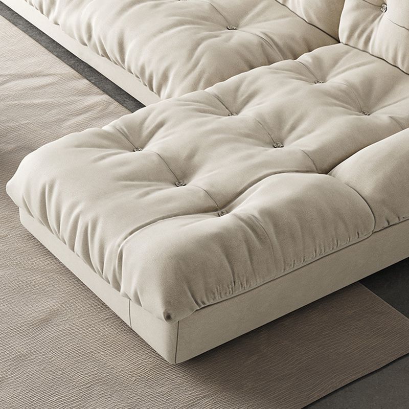 Modern Tufted Back Sofa Sectional Cream Armless Sofa and Chiase Clearhalo 'furn' 'furn_sectionals' 'Furniture' 'furniture_sectionals' 'kitchen' 'kitchen_sectionals' 'Living Room Furniture' 'Sectionals' 1200x1200_aad07401-1a55-40b1-bb68-a06e5b33a00c