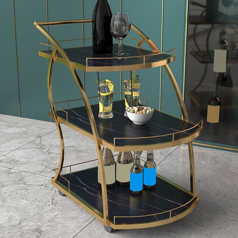 Contemporary 33.07"H Rolling Prep Table Metal Prep Table for Home Use