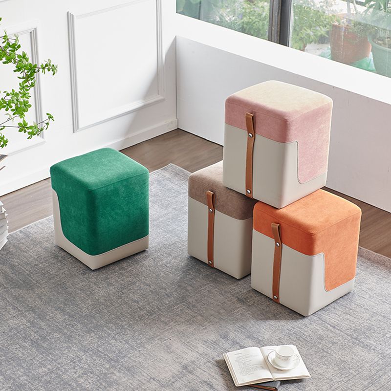 Colorblock Flannel Pouf Modern Simple Square Upholstered Ottoman Clearhalo 'furn' 'furn_ottomans_poufs' 'Furniture' 'Living Room Furniture' 'Ottomans & Poufs' 'ottomans_poufs' 1200x1200_aad1a957-3690-4243-9016-3d4aa992fc57