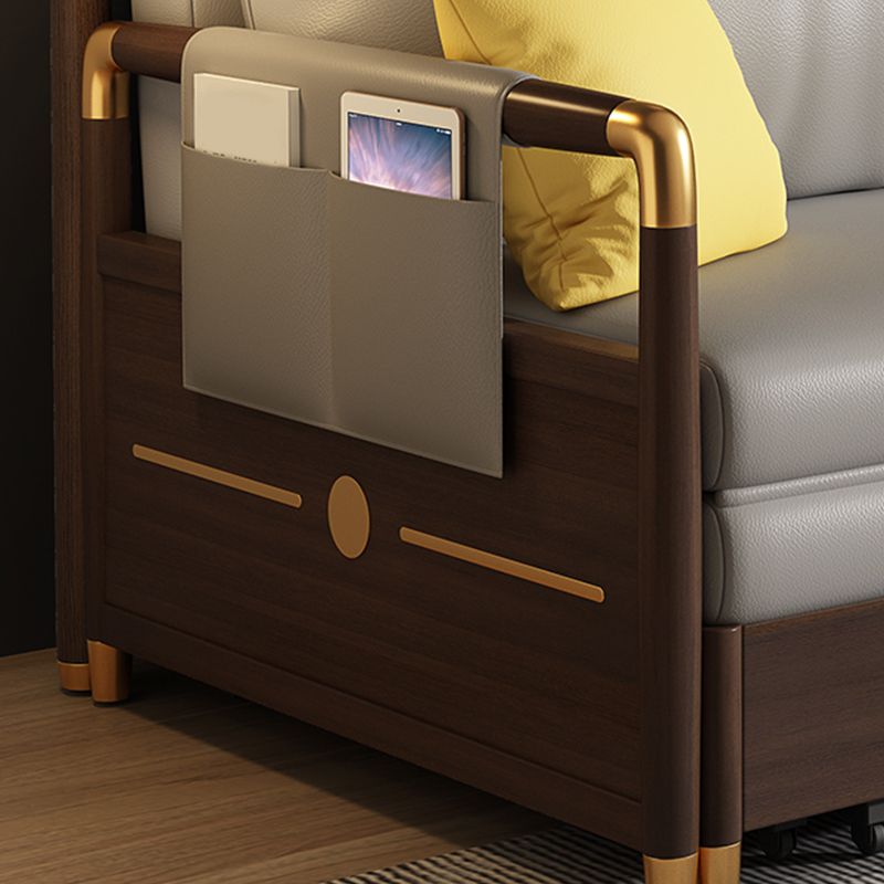 Contemporary Storage Sleeper Sofa Solid Wood  Square Arm Sofa Bed