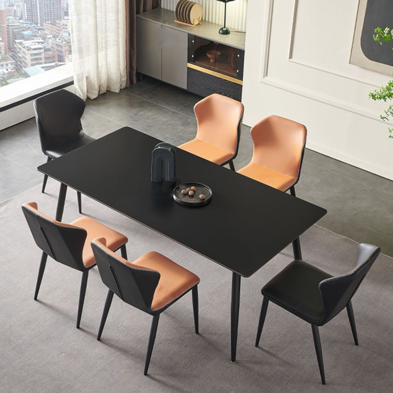 Industrial Kitchen Dinner Table Stone Rectangle 4 Legs Dining Table Clearhalo 'Dining Tables & Seating' 'Dining Tables' 'dining_table' 'furn' 'furn_dining_table' 'Furniture' 'Kitchen & Dining Furniture' 1200x1200_aad64f54-009e-4ce2-978e-f19989f09deb