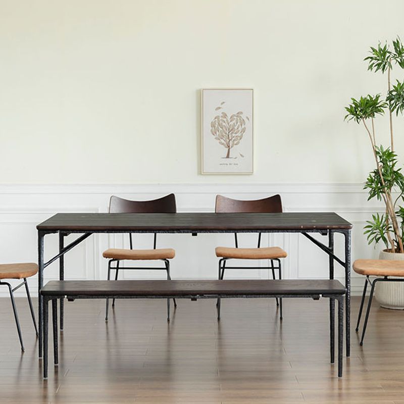 Luxe eiken houten tafel voor restaurant rechthoek eettafel met metalen 4 poten