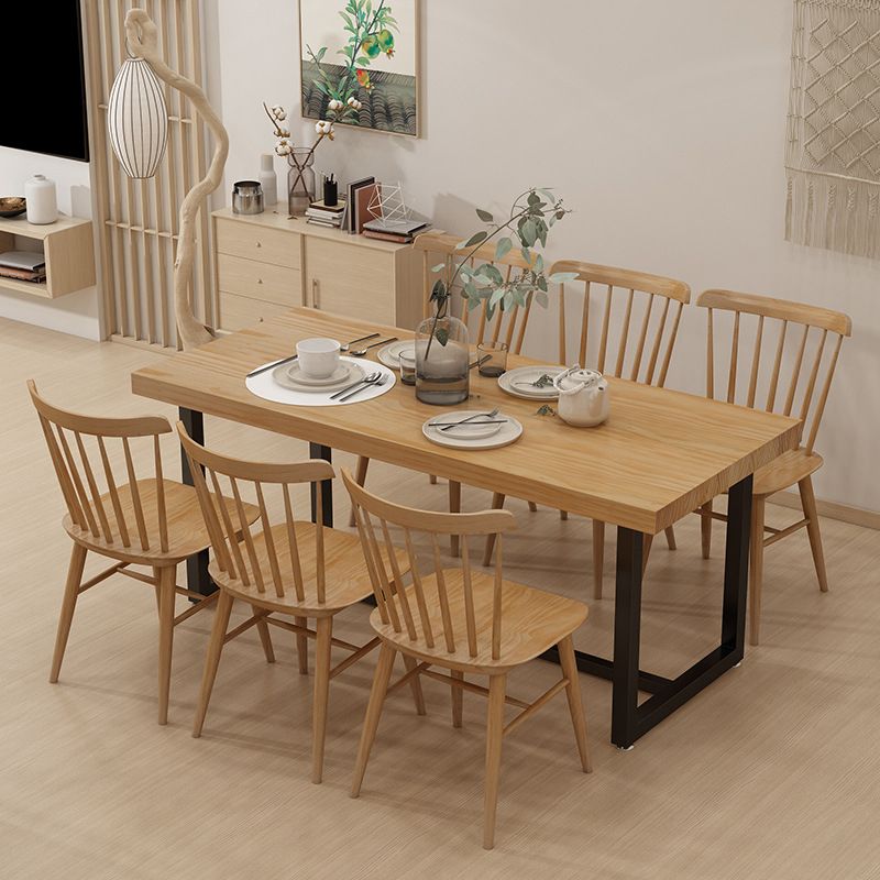 Industrial Solid Wood Dining Table Set 1/5/7 Pieces Dining Set Clearhalo 'Dining Room Sets' 'Dining Tables & Seating' 'dining_room_set' 'furn' 'furn_dining_room_set' 'Furniture' 'Kitchen & Dining Furniture' 1200x1200_aadb6bf3-bdd8-4b9d-ac35-b01ec75b98d0