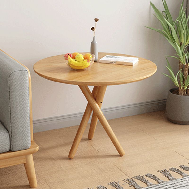 Mesa auxiliar de madera sólida 3 patas redonda de la sala de estar nórdica