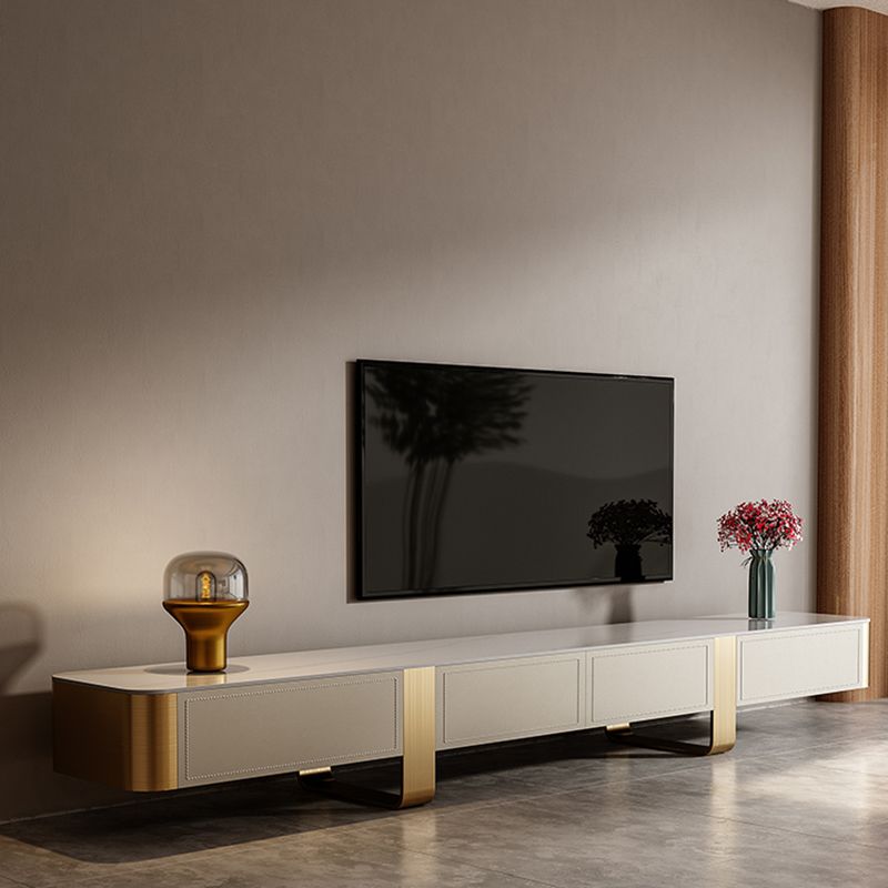 Stone TV Stand Console Glam 4 Drawers Media Console with Metal Legs Clearhalo 'furn' 'furn_tv_stands_entertainment_centers' 'Furniture' 'Living Room Furniture' 'TV Stands & Entertainment Centers' 'TV Stands & Media Storage Furniture' 'tv_stands_entertainment_centers' 1200x1200_aadffa4a-71c0-4b66-b9dd-e70fc9eaac05