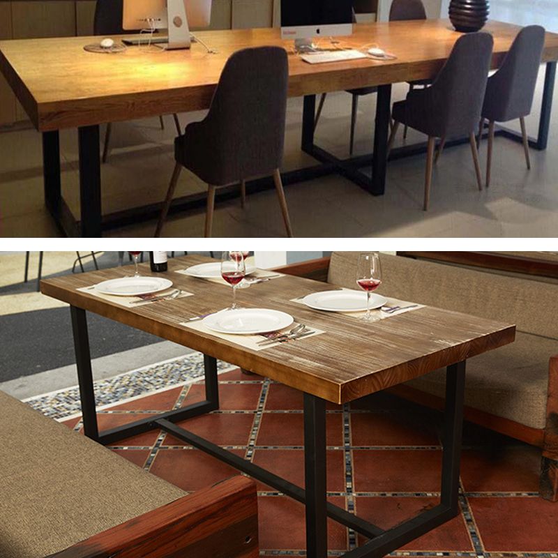 Industrial Dining Site Table Solid Wood Dining Room Furniture with Trestle Base Clearhalo ' dining_table' 'Dining Tables & Seating' 'Dining Tables' 'furn' 'furn_dining_table' 'Furniture' 'furniture_dining_table' 'Kitchen & Dining Furniture' 'kitchen&dining_furn' 'kitchen' 'kitchen_dining_table' 1200x1200_aae06924-e93a-4360-8384-b70cdfc1426f