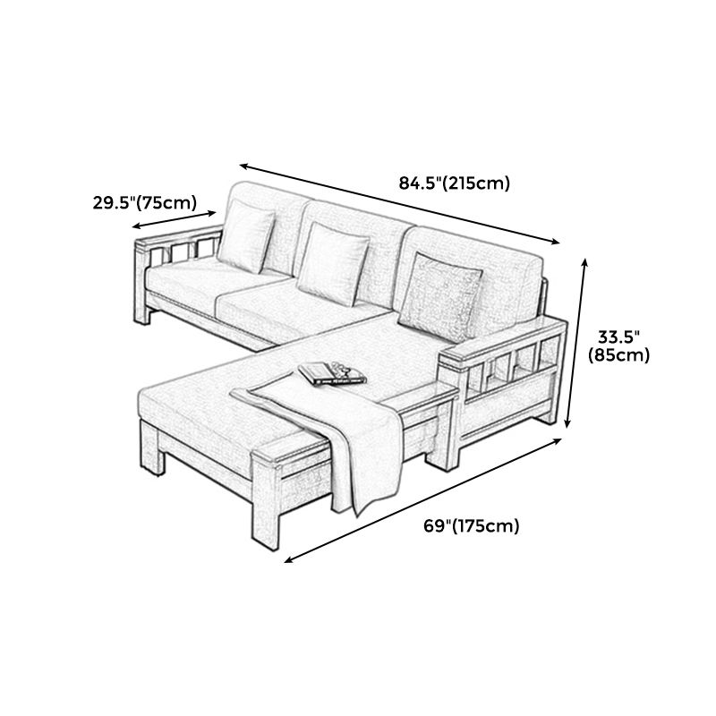 Craftsman Recessed Arm Sofa with Pillows 33.46" for Living Room