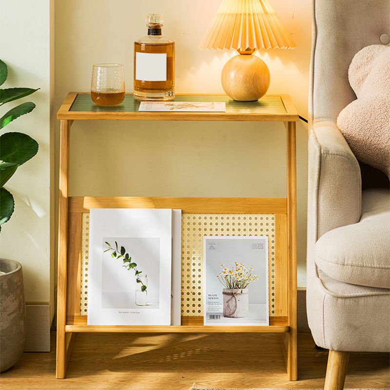 Rustic Rectangular Side Table Abstract 21.65 inch Wide End Table