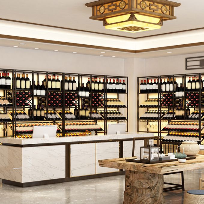 Bottiglia di vino da pavimento in ferro e portabottiglie moderna portanate moderne con scaffale