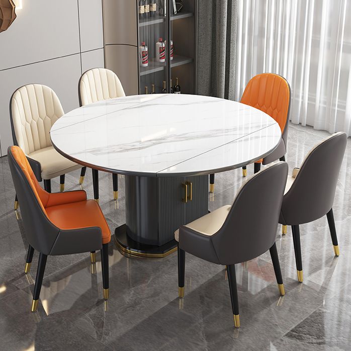 Glam Sintered Stone Top Table Round Shape Standard Dining Table for Kitchen Clearhalo ' dining_table' 'Dining Tables & Seating' 'Dining Tables' 'furn' 'furn_dining_table' 'Furniture' 'furniture_dining_table' 'Kitchen & Dining Furniture' 'kitchen&dining_furn' 'kitchen' 'kitchen_dining_table' 1200x1200_aae80815-8844-4806-9c64-aa6c25ff1e7f