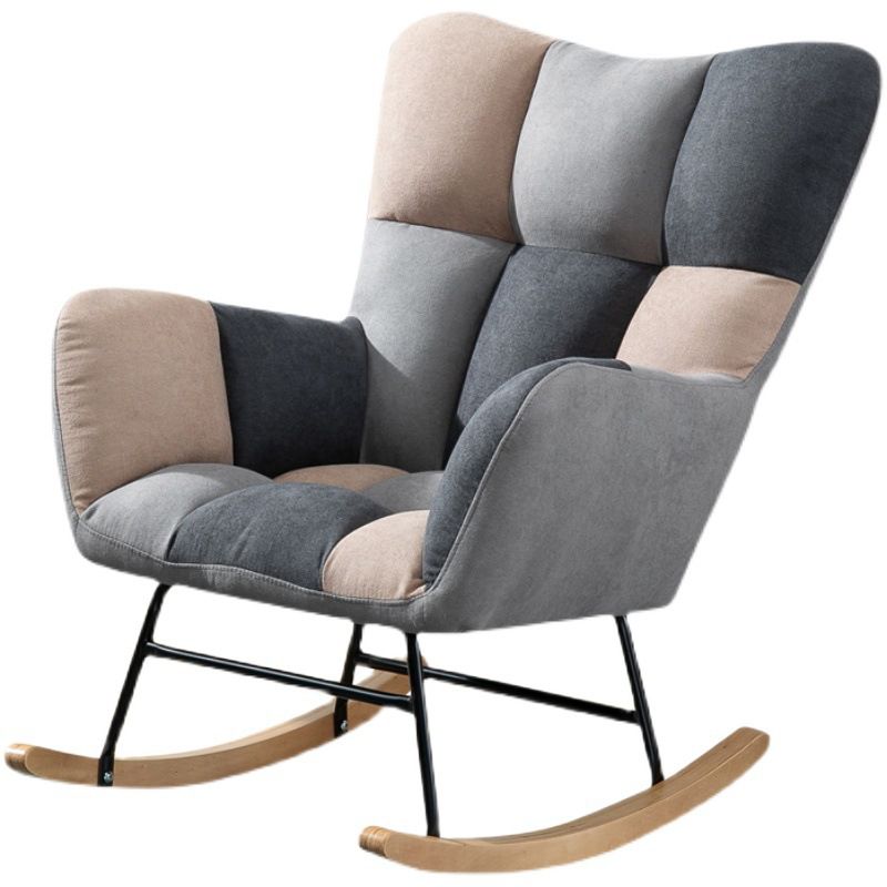 Modern Rocker Chair Upholstered Dark Legs Glider Button-Tufted Clearhalo 'Chairs & Seating' 'furn' 'furn_rocking_chairs' 'Furniture' 'Living Room Furniture' 'Rocking Chairs' 'rocking_chairs' 1200x1200_aaebb908-746b-4932-8142-fb2920ce8647