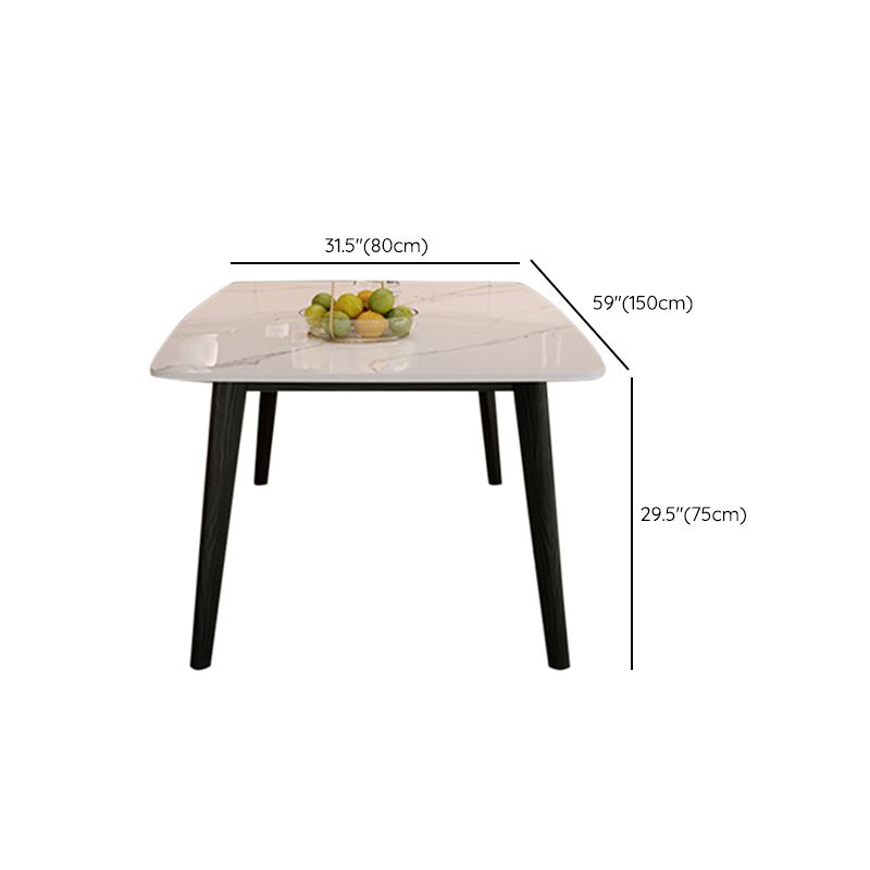 Rectangular Dining Room Table Stone Tabletop with Solid Wood Legs Clearhalo 'Dining Tables & Seating' 'Dining Tables' 'dining_table' 'furn' 'furn_dining_table' 'Furniture' 'Kitchen & Dining Furniture' 1200x1200_aaeeda29-b129-4798-98a8-1dea5f7728ba