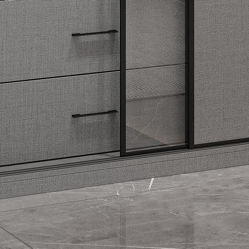 Modern Style Glass Wardrobe Gray Colour Soft Close Drawer Wardrobe Closet Clearhalo 'Armoires & Wardrobes' 'armoires_wardrobes' 'Bedroom Furniture' 'furn' 'furn_armoires_wardrobes' 'Furniture' 1200x1200_aaf037b0-82b5-40ed-9c79-37adb2b9cc86