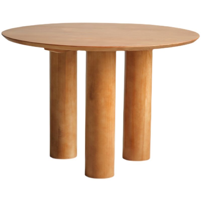 Round Pedestal Contemporary Dining Table Brown Tone Fixed Table of Solid Wood Clearhalo ' dining_table' 'Dining Tables & Seating' 'Dining Tables' 'furn' 'furn_dining_table' 'Furniture' 'furniture_dining_table' 'Kitchen & Dining Furniture' 'kitchen&dining_furn' 'kitchen' 'kitchen_dining_table' 1200x1200_aaf31e8c-2b66-4491-9ec4-75eefab52f00
