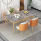 Ensemble de table à manger rectangulaire contemporain, ensemble de dinette avec plateau en pierre, 1/2/5/7 pièces
