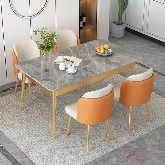 Set da tavolo da pranzo rettangolare contemporaneo 1/2/5/7 pezzi set di dinette top in pietra