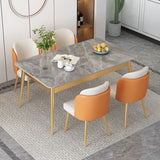 Set da tavolo da pranzo rettangolare contemporaneo 1/2/5/7 pezzi set di dinette top in pietra