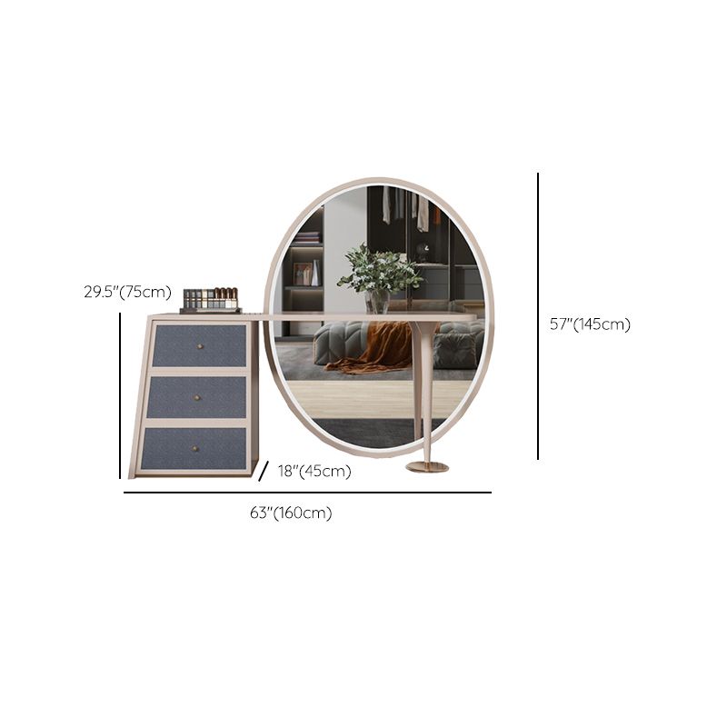 Glam leisteen make -upkruidtafel ontlasting in beige met 57 "hoge spiegel