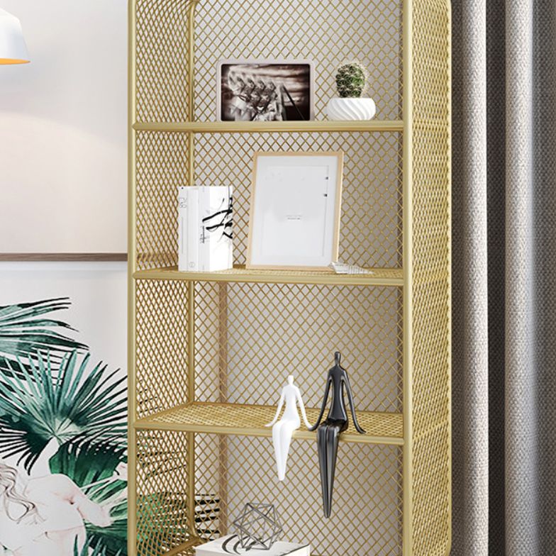 Closed Back Bookshelf Standard Metal Glam Bookcase with Shelves