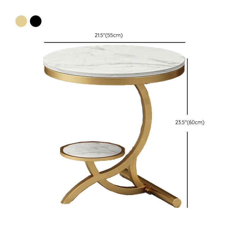 Modern Double Tier Minimalist End Table Abstract Round Corner Table Clearhalo 'Coffee & Accent Tables' 'End & Side Tables' 'end_side_tables' 'furn' 'furn_end_side_tables' 'Furniture' 'Living Room Furniture' 1200x1200_aaf478aa-00df-4321-b4e1-f2cba5ac87e1