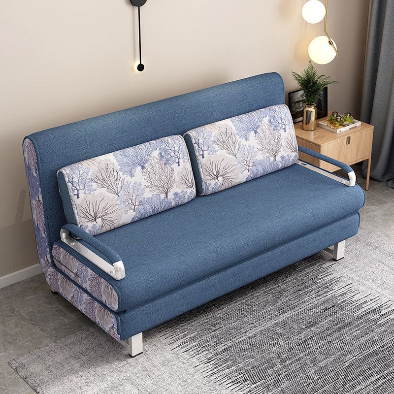 Cotton Blend Contemporary Sofa Bed Square Arm Convertible Sofa