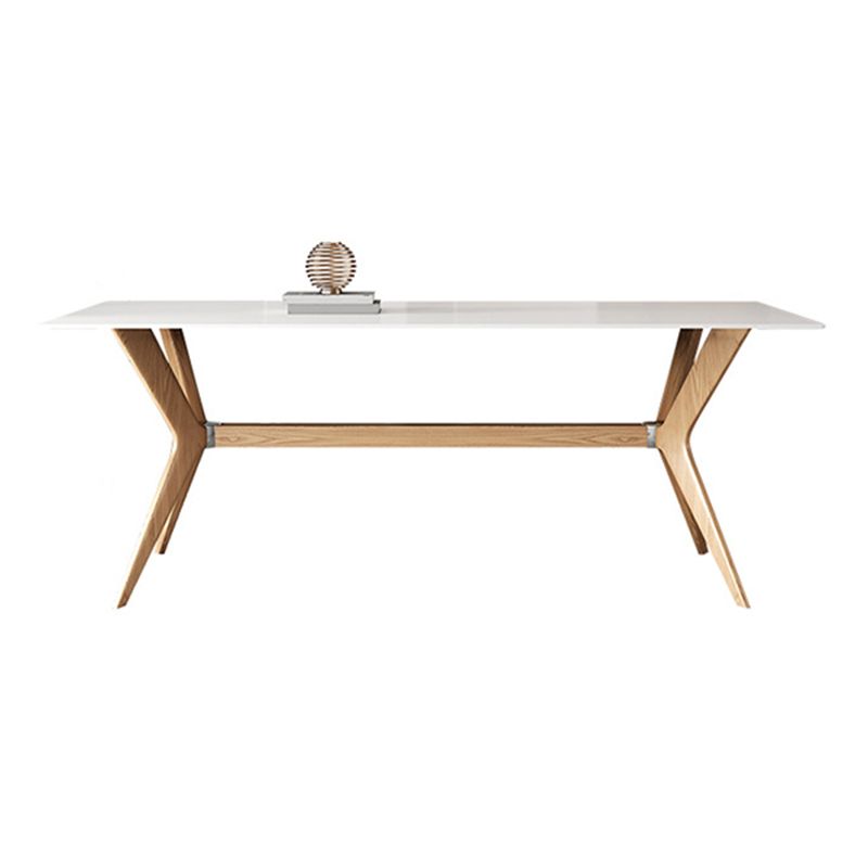Modern Style Rectangle Table Sintered Stone Dining Table with Wood Legs Clearhalo 'Dining Tables & Seating' 'Dining Tables' 'dining_table' 'furn' 'furn_dining_table' 'Furniture' 'Kitchen & Dining Furniture' 1200x1200_aafa1ea3-c781-483e-9e57-cb15f5218d5d