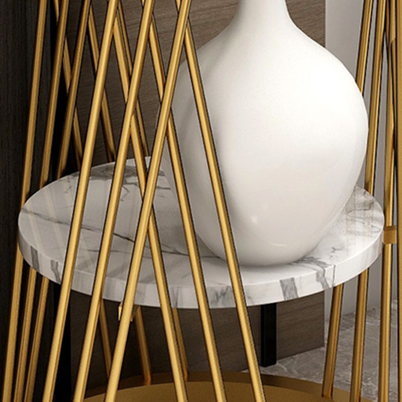 Glam Marble Round Side Table Dia 11.8" Metal Frame End Table with Storage Shelf Clearhalo 'Coffee & Accent Tables' 'End & Side Tables' 'end_side_tables' 'furn' 'furn_end_side_tables' 'Furniture' 'Living Room Furniture' 1200x1200_aafb1ba2-431f-49b5-90b1-7c00b98e73d8