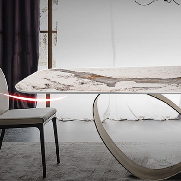 Glam Dining Sintered Stone Table Rectangle Table for Home Use Clearhalo 'Dining Tables & Seating' 'Dining Tables' 'dining_table' 'furn' 'furn_dining_table' 'Furniture' 'Kitchen & Dining Furniture' 1200x1200_ab007572-75e0-462e-9246-0468865db3aa