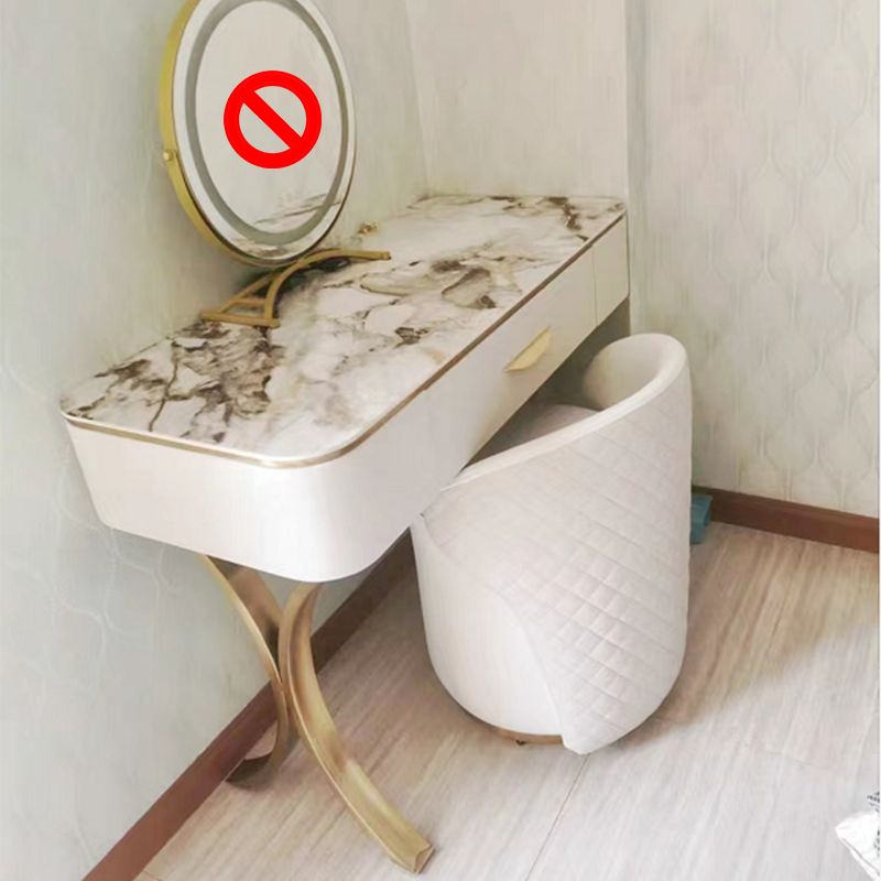 1 Drawer, 29.53" High Vanity Set with Stool, Stone Top Dresser