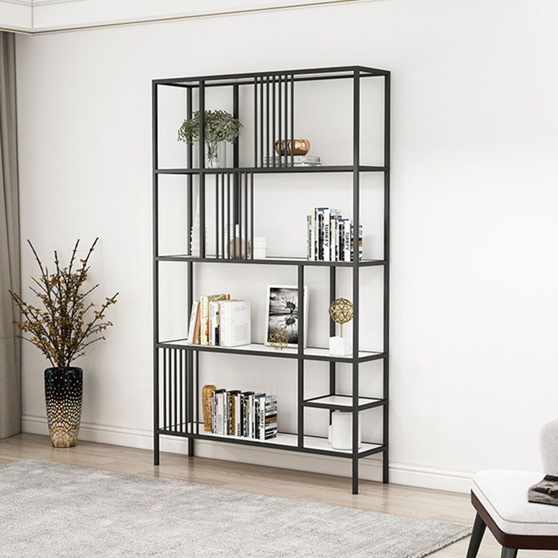 Contemporary Shelf Bookcase Metal Open Book Shelf with Shelves