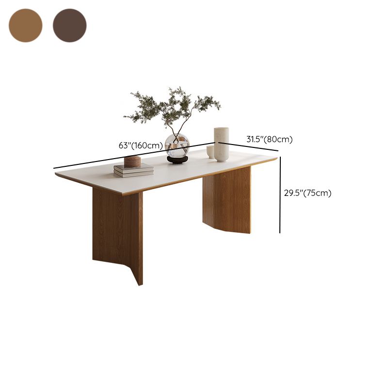 Contemporary Rectangle Table Sintered Stone Table with Wood Legs for Kitchen Clearhalo 'Dining Tables & Seating' 'Dining Tables' 'dining_table' 'furn' 'furn_dining_table' 'Furniture' 'Kitchen & Dining Furniture' 1200x1200_ab053c21-1bce-49db-a9b1-d3f117e50432