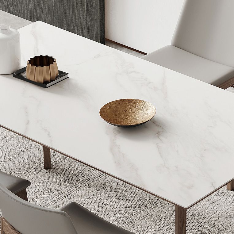 Industrial Style Dining Table Sintered Stone Table with Wooden Legs for Home Use Clearhalo 'Dining Tables & Seating' 'Dining Tables' 'dining_table' 'furn' 'furn_dining_table' 'Furniture' 'Kitchen & Dining Furniture' 1200x1200_ab06487f-16be-4eaa-a8b5-c641dcc78f9f