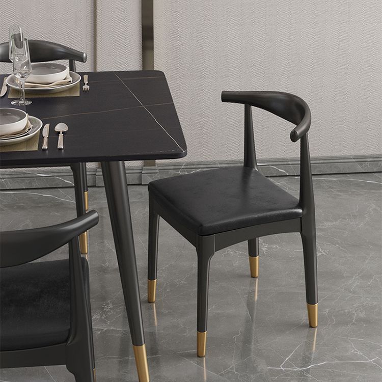 Modern Stone Top Dinette Set 1/2/4/5/7 Pieces Rectangle Dining Table Set in Black Clearhalo 'Dining Room Sets' 'Dining Tables & Seating' 'dining_room_set' 'furn' 'furn_dining_room_set' 'Furniture' 'Kitchen & Dining Furniture' 1200x1200_ab08bae9-e6e0-4a9e-adc1-6573869a8f78