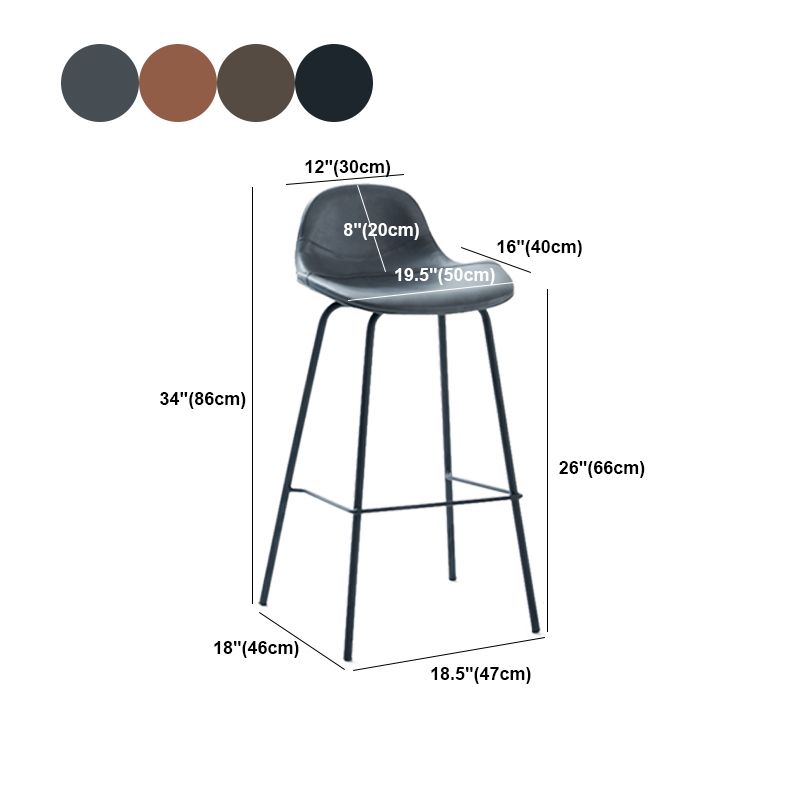 Contemporary Footrest Low Back Bar Stool Leather Counter Stool for Living Room Clearhalo 'Bar Furniture' 'Bar Stools' 'bar_stools' 'furn' 'furn_bar_stools' 'Furniture' 'Kitchen & Dining Furniture' 1200x1200_ab092fba-17d7-47b3-a57f-2cabbc7a59a2