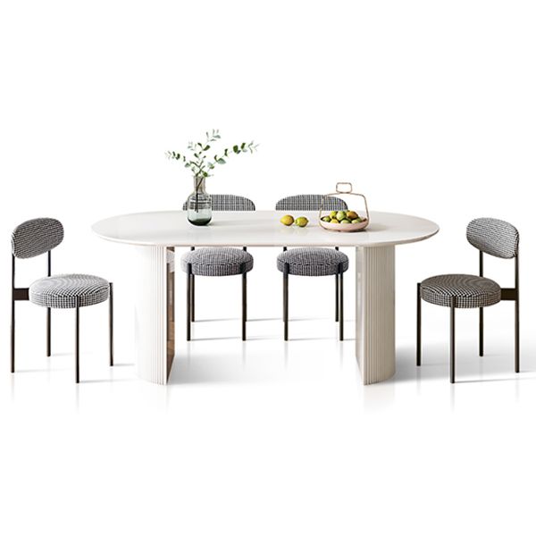 White Tone Dining Table Simplicity Double Pedestal Table for Dining Room Clearhalo ' dining_table' 'Dining Tables & Seating' 'Dining Tables' 'furn' 'furn_dining_table' 'Furniture' 'furniture_dining_table' 'Kitchen & Dining Furniture' 'kitchen&dining_furn' 'kitchen' 'kitchen_dining_table' 1200x1200_ab096ca1-4503-4536-a61d-6e9a06594b77