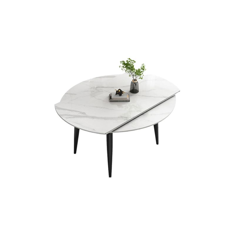 Round Dining Table White Stone Table Top with Black Metal Legs Clearhalo 'Dining Tables & Seating' 'Dining Tables' 'dining_table' 'furn' 'furn_dining_table' 'Furniture' 'Kitchen & Dining Furniture' 1200x1200_ab0c242f-4e05-489a-8607-b0e399c5fb6b