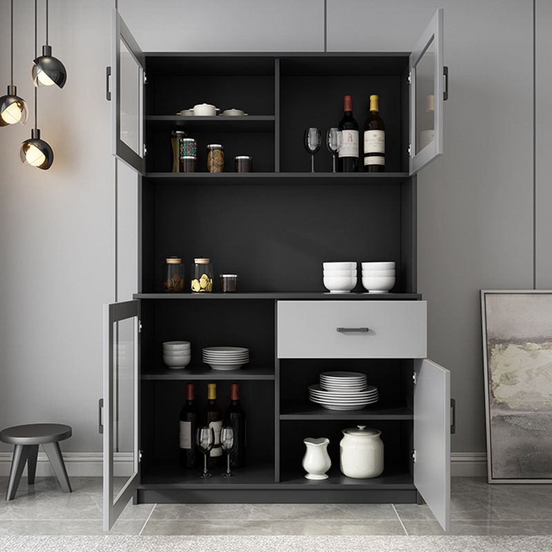 Contemporary Dining Hutch Faux Wood Hutch Buffet for Dining Room