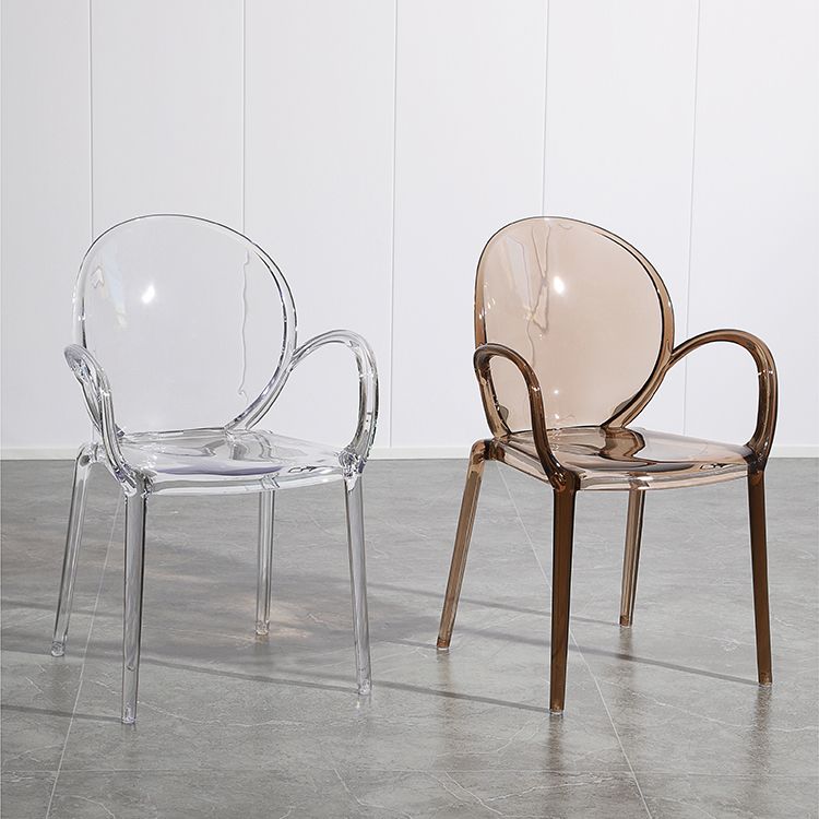 Modern Simple Arm Chair Plastic Base Stackable Dining Chair for Kitchen Clearhalo 'Dining Chairs' 'Dining Tables & Seating' 'dining_chair' 'furn' 'furn_dining_chair' 'Furniture' 'Kitchen & Dining Furniture' 1200x1200_ab0f09b6-1ac8-423b-90fb-c59ea6c1ec07