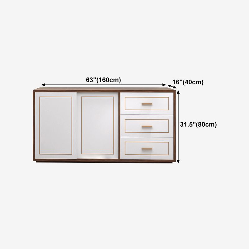 Credenza in legno ingegnerizzato a 3 cassetti ingegnerizzati moderni per soggiorno per soggiorno