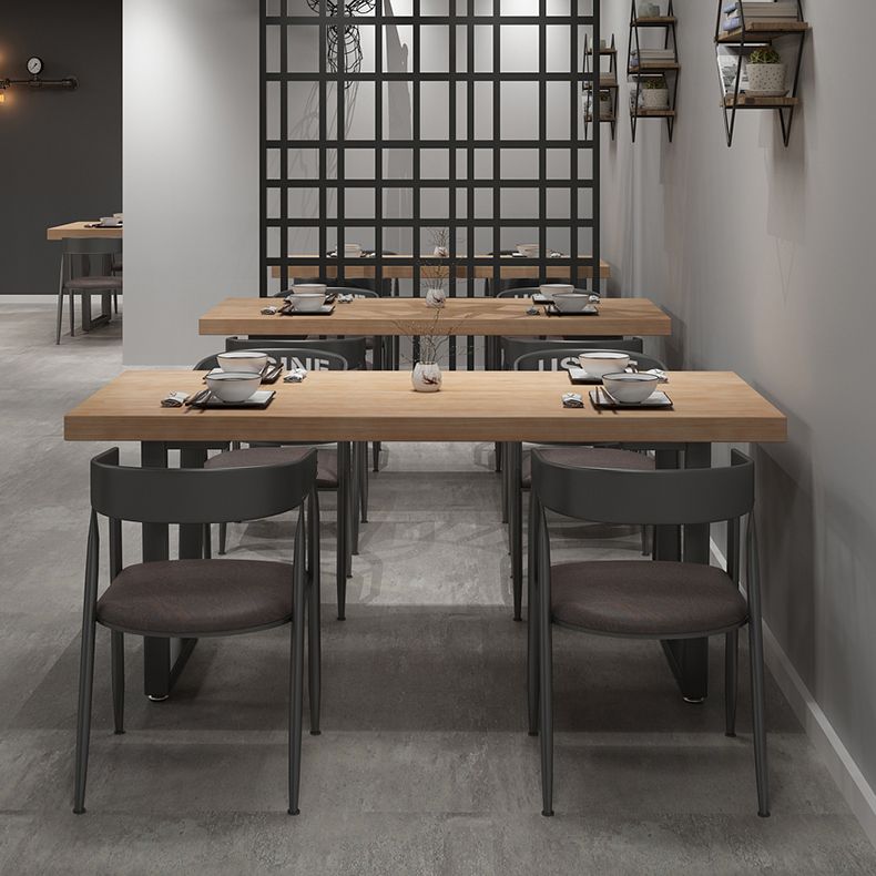 Industrial Dining Set 1/5 Pcs Solid Wood Dining Table and Metal Frame Chairs