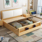 Wood and Upholstered Panel Bed Rubberwood Standard Bed Walnut and Natural