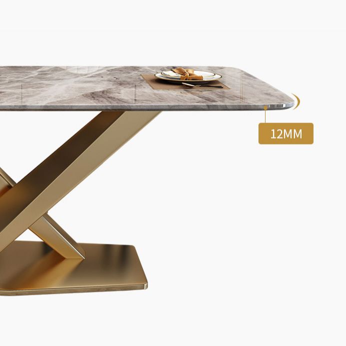Glam Sintered Stone Kitchen Dining Table Rectangle Standard Dining Table with Pedestal Base Clearhalo ' dining_table' 'Dining Tables & Seating' 'Dining Tables' 'furn' 'furn_dining_table' 'Furniture' 'furniture_dining_table' 'Kitchen & Dining Furniture' 'kitchen&dining_furn' 'kitchen' 'kitchen_dining_table' 1200x1200_ab136787-8829-4985-9a37-b93ab73145e7