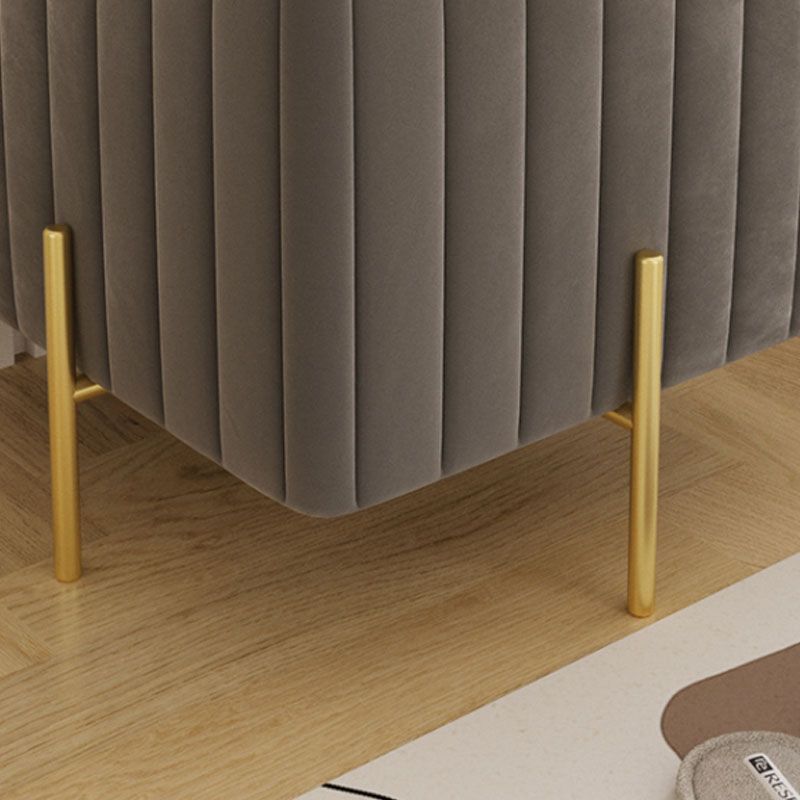 Contemporary Pouf Ottoman Velvet Upholstered Solid Color Square Ottoman with Metal Legs