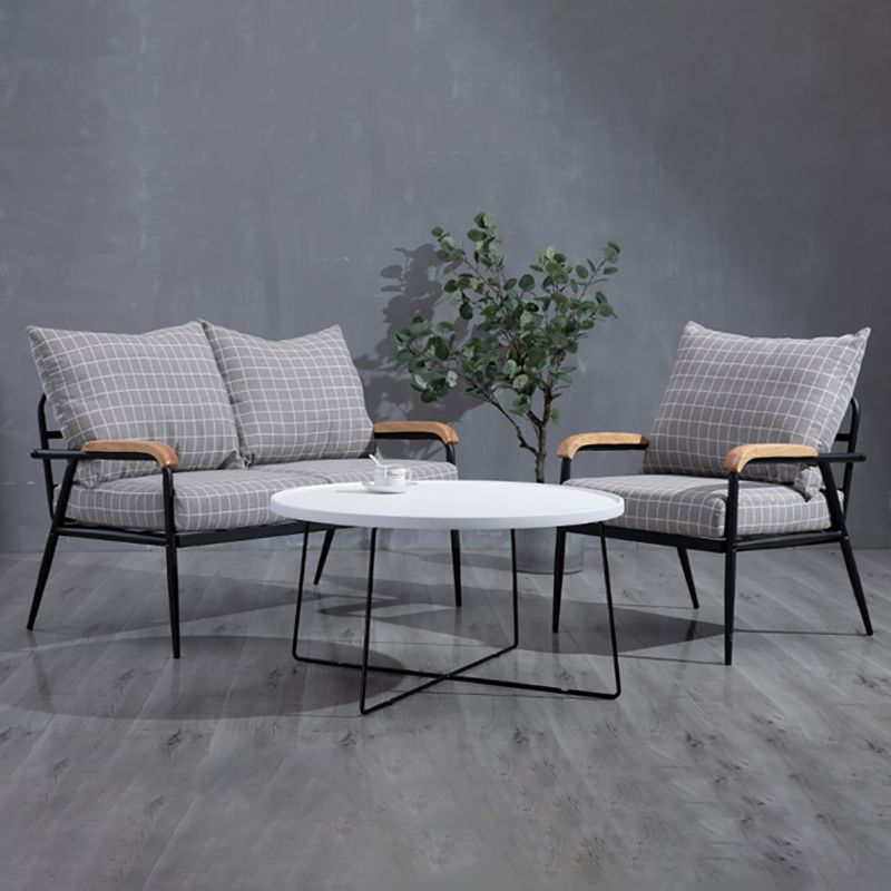 Black Classic Industrial Cushions Cotton Blend Sofa 25.6"High Square Arm Sofa Clearhalo 'furn' 'furn_sofas' 'Furniture' 'furniture_sofas' 'kitchen' 'kitchen_sofas' 'Living Room Furniture' 'Sofa' 'sofas' 1200x1200_ab14ee72-710d-482e-a50e-1d9e5c6da843